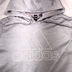 NWOT Adidas Light Gray Hoodie with Logo Sweatshirt S